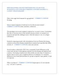 EPPP DIAGNOSIS AND PSYCHOPATHOLOGY EXAM REAL 250 QUESTIONS AND ANSWER VERIFIED ALREADY GRA