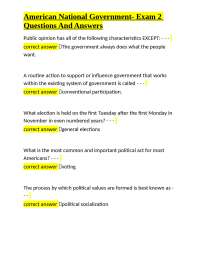 Q&A on American Government, Public Opinion, and Political Participation