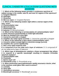 CLINICAL CHEMISTRY (CIULLA) EXAM QUESTIONS WITH ANSWERS