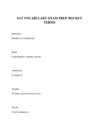 SAT Vocabulary Exam Prep 2025: Key Terms