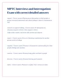 Interview and Interrogation Techniques: Exam Q&A