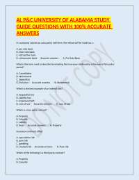 AL P&C – University of Alabama Study Guide Questions with 100% Accurate Answers – Propert