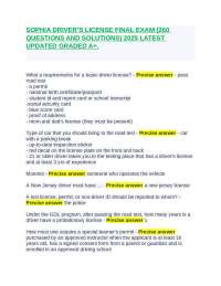 SOPHIA DRIVER’S LICENSE FINAL EXAM (260 QUESTIONS AND SOLUTIONS) 2025 LATEST UPDATED GRADE