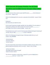 CSLB Concrete C8 License Practice Test #2 Exam Questions and Verified Correct Answers late