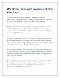Business Strategy Exam Questions with Detailed Solutions