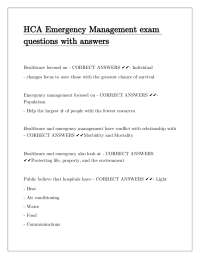 HCA Emergency Management exam questions with answers