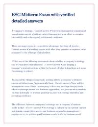 Business Strategy Exam with Verified Answers