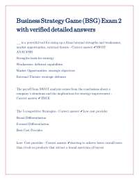 Business Strategy Exam Prep: SWOT, Competitive Strategies, and VRIN Analysis