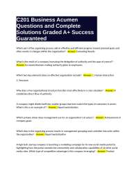 C201 Business Acumen Questions and Complete Solutions Graded A+ Success Guaranteed