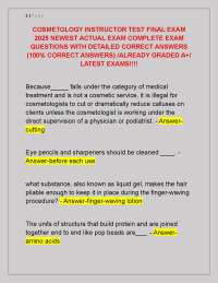 COSMETOLOGY INSTRUCTOR TEST FINAL EXAM  2025 NEWEST ACTUAL EXAM COMPLETE EXAM  Q/A