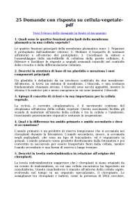 Domande e risposte, Biologia Cellulare Vegetale