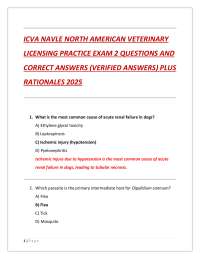 ICVA NAVLE NORTH AMERICAN VETERINARY  LICENSING PRACTICE EXAM 2 QUESTIONS AND  CORRECT ANS