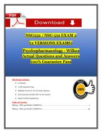NSG552 / NSG 552 EXAM 2 (2 VERSIONS EXAMS) Psychopharmacology - Wilkes
