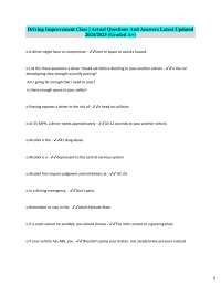 Driving Improvement Class: Actual Questions and Answers 2024/2025