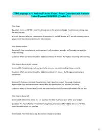 GED Language Arts Writing Practice Exam | Actual Questions and Answers  Latest Updated 202