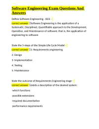 Software Engineering Exam Questions and Answers