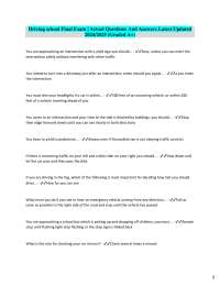 Driving School Final Exam: Actual Questions and Answers 2024/2025