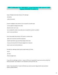 TIPS Certification Test (2024/2025) | Actual Questions and Answers Latest  Updated 2024/20
