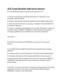 ACE Personal Trainer Certification Exam Questions and Answers