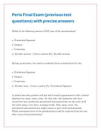 Perio Final Exam (previous test questions) with precise answers