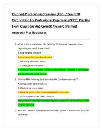 CPO Practice Exam: Questions and Answers for Professional Organizers