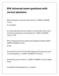 EPA Universal Exam Questions: Refrigerant Regulations and Environmental Protection