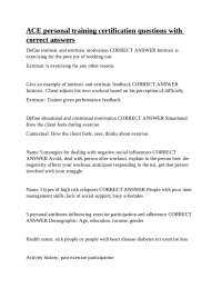 ACE Personal Training Certification Exam Q&A Study Guide