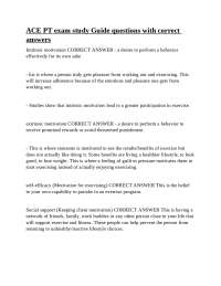 ACE PT Exam Study Guide: Questions and Answers