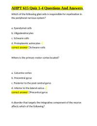 AHPT 615: Neuroscience Quiz Questions and Answers