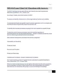 MIS 416 Exam 1 Quiz 2 & 3 Questions with Answers.