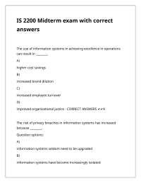 IS 2200 Midterm Exam: Information Systems and Business Processes