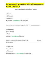 Operations Management Exam Questions and Answers