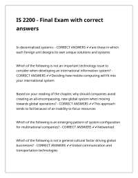 IS 2200 Final Exam: International Information Systems
