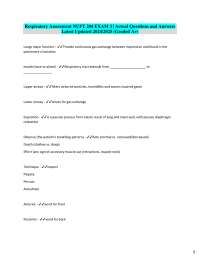 Respiratory Assessment: Questions and Answers for NUFT 204 Exam