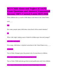 Child Abuse and Neglect Exam: Questions and Answers for DCF Certification
