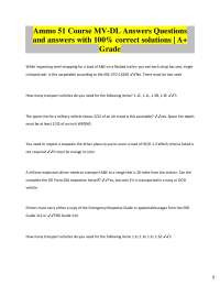 Ammo 51 Course MV-DL Answers Questions and answers with 100% correct solutions | A+  Grade