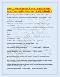 NR507 – CNS: Sensory & Motor Disorders – Chamberlain University – 2024/2025 – Questions wi