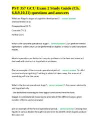 PSY 357 Exam 2 Study Guide: Cognitive and Moral Development