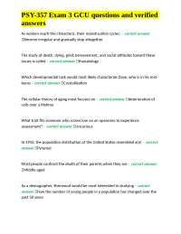PSY-357 Exam 3 GCU questions and verified answers