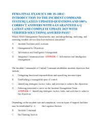 FEMA ICS 100 Final Exam: Practice Questions and Answers