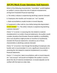 AICPA Exam Practice Questions: Auditing and Financial Accounting
