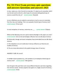 Memory Exam Questions and Answers: A Psychology Study Guide
