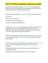 Environmental Psychology: PSY 311 Final Exam Q&A