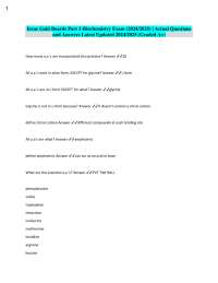 Irene Gold Boards Part 1-Biochemistry Exam (2024/2025) | Actual Questions  and Answers Lat