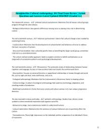 Straighterline Cultural Anthropology 101 Final Exam Review | Actual  Questions and Answers