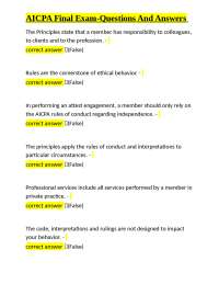 AICPA Code of Professional Conduct: Exam Questions and Answers
