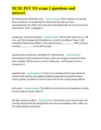 NCSU PSY 311 exam 2 questions and answers