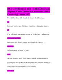 Child Abuse and Neglect Certification Exam Q&A