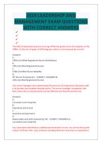 Leadership and Management Exam Questions for Nurses