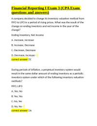 Financial Reporting I: CPA Exam Practice Questions and Answers
